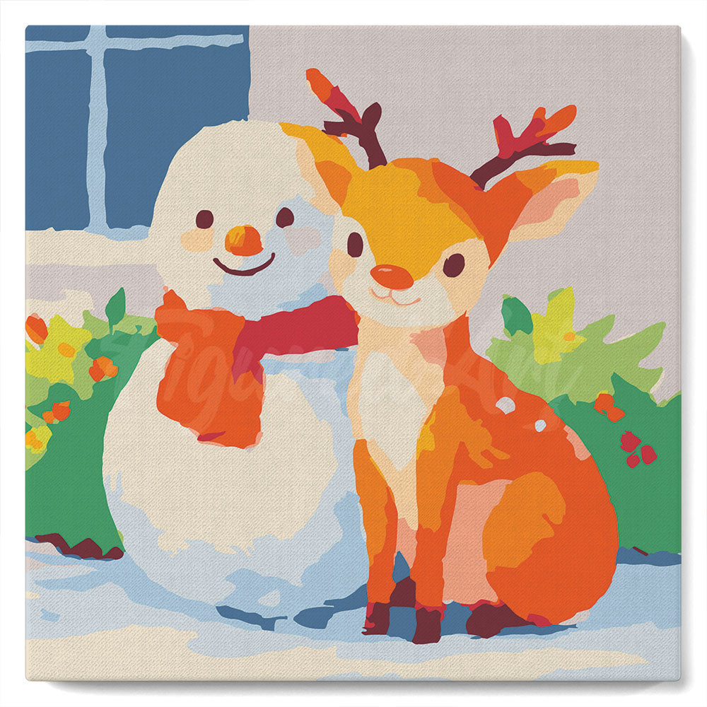 Mini Kit da Dipingere con i Numeri con cornice - Amici di Natale