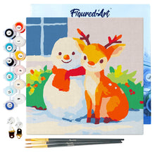 Carica l&#39;immagine nel visualizzatore di Gallery, Mini Kit da Dipingere con i Numeri 20x20cm con cornice - Amici di Natale