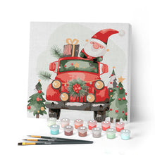Carica l'immagine nel visualizzatore di Gallery, Mini Kit da Dipingere con i Numeri con cornice - La macchina di Babbo Natale