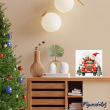 Carica l'immagine nel visualizzatore di Gallery, Mini Kit da Dipingere con i Numeri 20x20cm con cornice - La macchina di Babbo Natale
