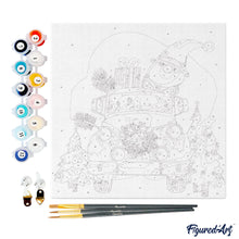 Carica l&#39;immagine nel visualizzatore di Gallery, Mini Kit da Dipingere con i Numeri 20x20cm con cornice - La macchina di Babbo Natale