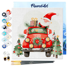 Carica l&#39;immagine nel visualizzatore di Gallery, Mini Kit da Dipingere con i Numeri 20x20cm con cornice - La macchina di Babbo Natale