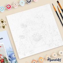 Carica l'immagine nel visualizzatore di Gallery, Mini Kit da Dipingere con i Numeri 20x20cm con cornice - La macchina di Babbo Natale