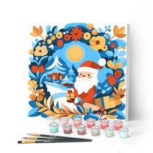 Carica l'immagine nel visualizzatore di Gallery, Mini Kit da Dipingere con i Numeri con cornice - Ghirlanda e Babbo Natale