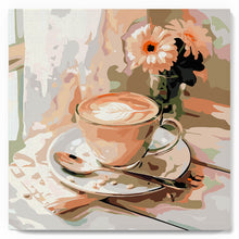 Carica l'immagine nel visualizzatore di Gallery, Mini Kit da Dipingere con i Numeri 20x20cm con cornice - Caffè del mattino