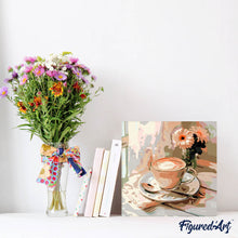 Carica l'immagine nel visualizzatore di Gallery, Mini Kit da Dipingere con i Numeri 20x20cm con cornice - Caffè del mattino