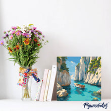 Carica l'immagine nel visualizzatore di Gallery, Mini Kit da Dipingere con i Numeri 20x20cm con cornice - Cala Blu Tranquilla