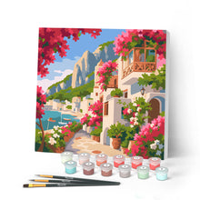 Carica l'immagine nel visualizzatore di Gallery, Mini Kit da Dipingere con i Numeri 20x20cm con cornice - Viale Fiorito a Capri Figured'Art