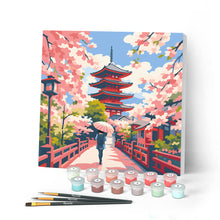 Carica l'immagine nel visualizzatore di Gallery, Mini Kit da Dipingere con i Numeri 20x20cm con cornice - Kyoto in Primavera Figured'Art
