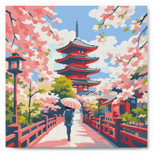 Carica l'immagine nel visualizzatore di Gallery, Mini Kit da Dipingere con i Numeri 20x20cm con cornice - Kyoto in Primavera