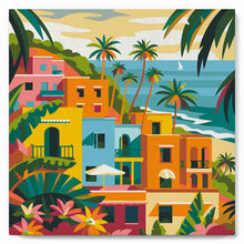 Carica l'immagine nel visualizzatore di Gallery, Mini Kit da Dipingere con i Numeri 20x20cm con cornice - Città costiera marocchina