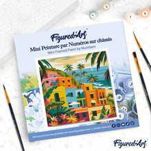 Carica l'immagine nel visualizzatore di Gallery, Mini Kit da Dipingere con i Numeri 20x20cm con cornice - Città costiera marocchina