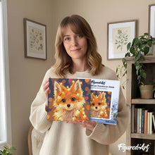 Carica l'immagine nel visualizzatore di Gallery, Mini Kit da Dipingere con i Numeri 20x20cm con cornice - Piccola Volpe con Lucine