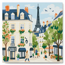 Carica l'immagine nel visualizzatore di Gallery, Mini Kit da Dipingere con i Numeri 20x20cm con cornice - Strada di Parigi ad Acquerello