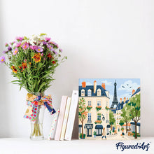 Carica l'immagine nel visualizzatore di Gallery, Mini Kit da Dipingere con i Numeri 20x20cm con cornice - Strada di Parigi ad Acquerello