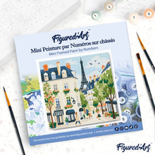 Carica l'immagine nel visualizzatore di Gallery, Mini Kit da Dipingere con i Numeri 20x20cm con cornice - Strada di Parigi ad Acquerello