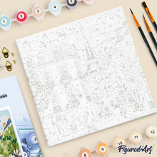 Carica l'immagine nel visualizzatore di Gallery, Mini Kit da Dipingere con i Numeri 20x20cm con cornice - Strada di Parigi ad Acquerello