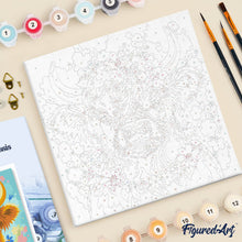 Carica l'immagine nel visualizzatore di Gallery, Mini Kit da Dipingere con i Numeri 20x20cm con cornice - Highland Cow regina del giardino