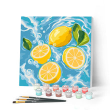 Carica l'immagine nel visualizzatore di Gallery, Mini Kit da Dipingere con i Numeri 20x20cm con cornice - Brezza di agrumi Figured'Art