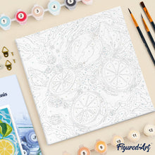 Carica l'immagine nel visualizzatore di Gallery, Mini Kit da Dipingere con i Numeri 20x20cm con cornice - Brezza di agrumi
