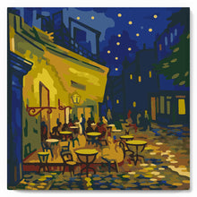 Carica l'immagine nel visualizzatore di Gallery, Mini Kit da Dipingere con i Numeri 20x20cm con cornice - Van Gogh - Terrazza del caffè di notte