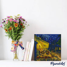 Carica l'immagine nel visualizzatore di Gallery, Mini Kit da Dipingere con i Numeri 20x20cm con cornice - Van Gogh - Terrazza del caffè di notte