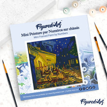 Carica l'immagine nel visualizzatore di Gallery, Mini Kit da Dipingere con i Numeri 20x20cm con cornice - Van Gogh - Terrazza del caffè di notte