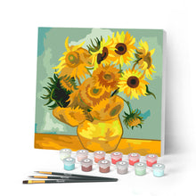 Carica l'immagine nel visualizzatore di Gallery, Mini Kit da Dipingere con i Numeri 20x20cm con cornice - Van Gogh - Girasoli Figured'Art