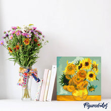 Carica l'immagine nel visualizzatore di Gallery, Mini Kit da Dipingere con i Numeri 20x20cm con cornice - Van Gogh - Girasoli