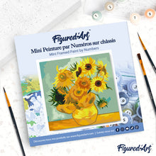 Carica l'immagine nel visualizzatore di Gallery, Mini Kit da Dipingere con i Numeri 20x20cm con cornice - Van Gogh - Girasoli