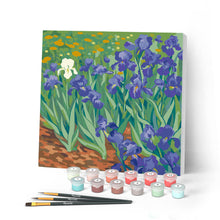 Carica l'immagine nel visualizzatore di Gallery, Mini Kit da Dipingere con i Numeri 20x20cm con cornice - Van Gogh - Iris Figured'Art
