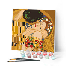 Carica l'immagine nel visualizzatore di Gallery, Mini Kit da Dipingere con i Numeri 20x20cm con cornice - Il bacio - Klimt Figured'Art