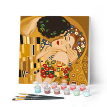 Carica l'immagine nel visualizzatore di Gallery, Mini Kit da Dipingere con i Numeri 20x20cm con cornice - Il bacio - Klimt Figured'Art