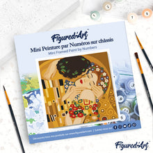 Carica l'immagine nel visualizzatore di Gallery, Mini Kit da Dipingere con i Numeri 20x20cm con cornice - Il bacio - Klimt