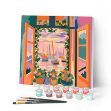 Carica l'immagine nel visualizzatore di Gallery, Mini Kit da Dipingere con i Numeri 20x20cm con cornice - Finestra aperta - Matisse Figured'Art