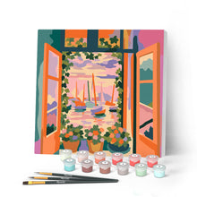 Carica l'immagine nel visualizzatore di Gallery, Mini Kit da Dipingere con i Numeri 20x20cm con cornice - Finestra aperta - Matisse Figured'Art