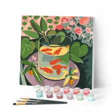 Carica l'immagine nel visualizzatore di Gallery, Mini Kit da Dipingere con i Numeri 20x20cm con cornice - I pesci rossi - Matisse Figured'Art