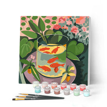 Carica l'immagine nel visualizzatore di Gallery, Mini Kit da Dipingere con i Numeri 20x20cm con cornice - I pesci rossi - Matisse Figured'Art