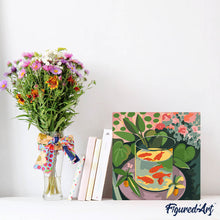 Carica l'immagine nel visualizzatore di Gallery, Mini Kit da Dipingere con i Numeri 20x20cm con cornice - I pesci rossi - Matisse