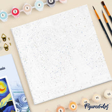 Carica l'immagine nel visualizzatore di Gallery, Mini Kit da Dipingere con i Numeri 20x20cm con cornice - Coppia di gatti sotto la Notte Stellata