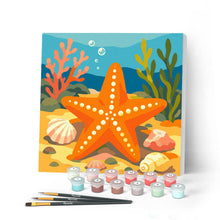 Carica l'immagine nel visualizzatore di Gallery, Mini Kit da Dipingere con i Numeri 20x20cm con cornice - Stella marina Figured'Art