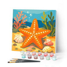 Carica l'immagine nel visualizzatore di Gallery, Mini Kit da Dipingere con i Numeri 20x20cm con cornice - Stella marina Figured'Art