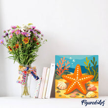 Carica l'immagine nel visualizzatore di Gallery, Mini Kit da Dipingere con i Numeri 20x20cm con cornice - Stella marina