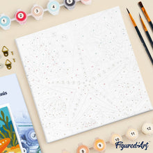 Carica l'immagine nel visualizzatore di Gallery, Mini Kit da Dipingere con i Numeri 20x20cm con cornice - Stella marina