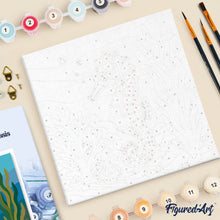 Carica l'immagine nel visualizzatore di Gallery, Mini Kit da Dipingere con i Numeri 20x20cm con cornice - Cavalluccio marino
