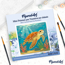 Carica l'immagine nel visualizzatore di Gallery, Mini Kit da Dipingere con i Numeri 20x20cm con cornice - Tartaruga