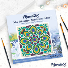 Carica l'immagine nel visualizzatore di Gallery, Mini Kit da Dipingere con i Numeri 20x20cm con cornice - Mandala occhio di pavone