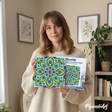 Carica l'immagine nel visualizzatore di Gallery, Mini Kit da Dipingere con i Numeri 20x20cm con cornice - Mandala occhio di pavone