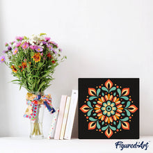 Carica l'immagine nel visualizzatore di Gallery, Mini Kit da Dipingere con i Numeri 20x20cm con cornice - Mandala autunnale