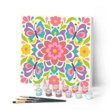 Carica l'immagine nel visualizzatore di Gallery, Mini Kit da Dipingere con i Numeri 20x20cm con cornice - Mandala e farfalle Figured'Art